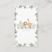 緑のジャングル動物の赤ちゃんシャワーベビー エンクロージャーカード (裏面)