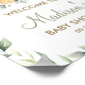 緑のジャングル動物の赤ちゃんシャワー歓迎サイン ポスター (角)