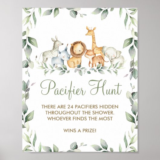 緑のジャングル動物シャワーおしゃぶり狩りゲーム ポスター (正面)