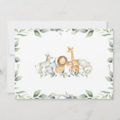 緑のジャングル動物ベビーシャワー誕生日写真 サンキューカード (裏面)