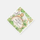 緑のジャングル動物ベビーシャワー1st誕生日 スタンダードカクテルナプキン (角)