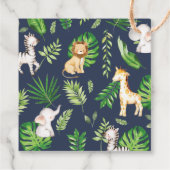 緑のジャングル動物ベビーシャワー1st誕生日 フェイバータグ (裏面)