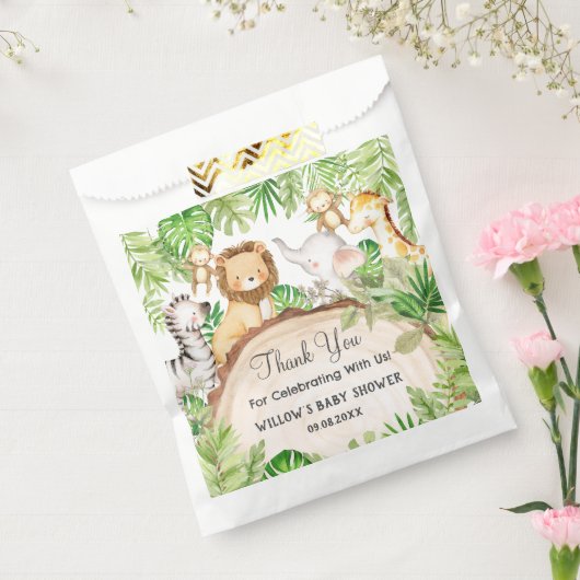 緑のジャングル動物ベビーシャワー1st誕生日 フェイバーバッグ (封をした状態)
