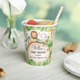 緑のジャングル動物ベビーシャワー1st誕生日 紙コップ