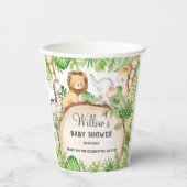 緑のジャングル動物ベビーシャワー1st誕生日 紙コップ (正面)