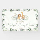 緑のジャングル動物誕生日ウェルカムバックドロップ 横断幕 (横)