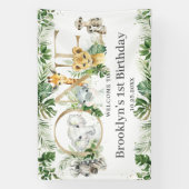 緑のジャングル動物1st誕生日ONEへようこそ 横断幕 (縦)