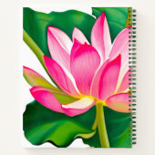 緑のジャーナル付き大きなピンクの水葉のユリー ノートブック (裏面)