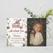 緑のジンジャーブレッドクリスマスCookies誕生日写真 招待状 (スタンド正面)