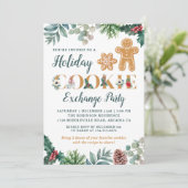 緑のジンジャーブレッドマンクッキー交換パーティー 招待状 (スタンド正面)