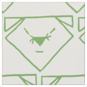 緑のジーンズの日本製アニメ犬のパターン（の模様が）あるな生地 ファブリック (クローズアップ)