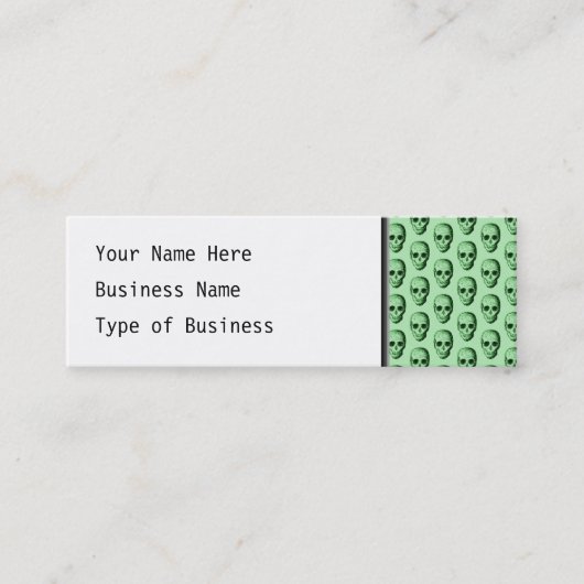 緑のスカルパターン スキニー名刺 (正面)