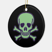 緑のスカルブラックラウンドセラミックオーナメント2面 セラミックオーナメント (左)