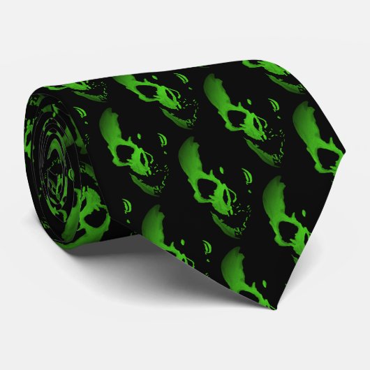 緑のスカル ネクタイ (ロール)