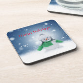 緑のスカーフをした雪だるま コースター (左側)