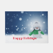 緑のスカーフをした雪だるま