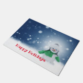 緑のスカーフをした雪だるま ドアマット (アングル)