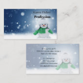 緑のスカーフをした雪だるま 名刺 (正面/裏面)