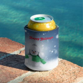 緑のスカーフをした雪だるま 缶クーラー