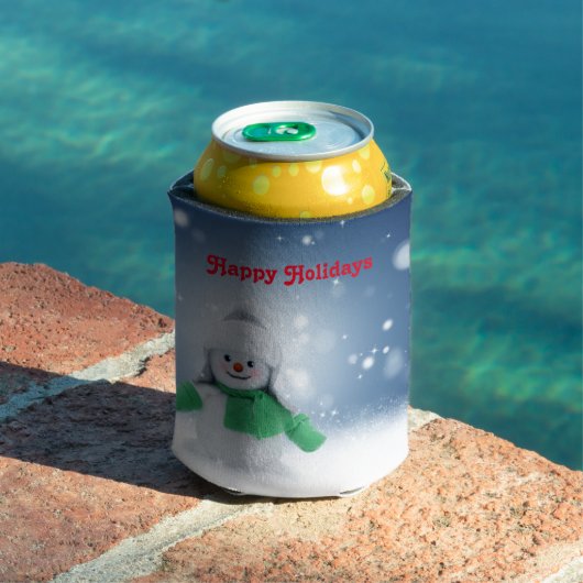 緑のスカーフをした雪だるま 缶クーラー (インサイチュ プール)