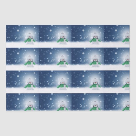 緑のスカーフをした雪だるま 薄葉紙 (正面)