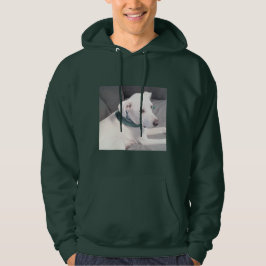 緑のスカーフを巻いたかわいい白い子犬 パーカ