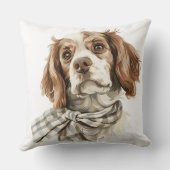 緑のスカーフ付き可愛いスパニエル犬子犬 クッション (裏面)