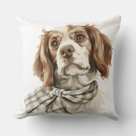 緑のスカーフ付き可愛いスパニエル犬子犬 クッション