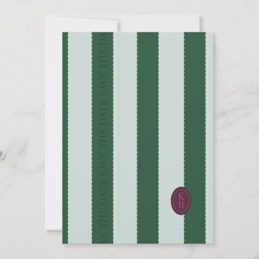 緑のスキャロップエッジ日付の保存 招待状 (正面)