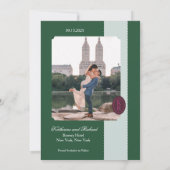 緑のスキャロップエッジ日付の保存 招待状 (裏面)