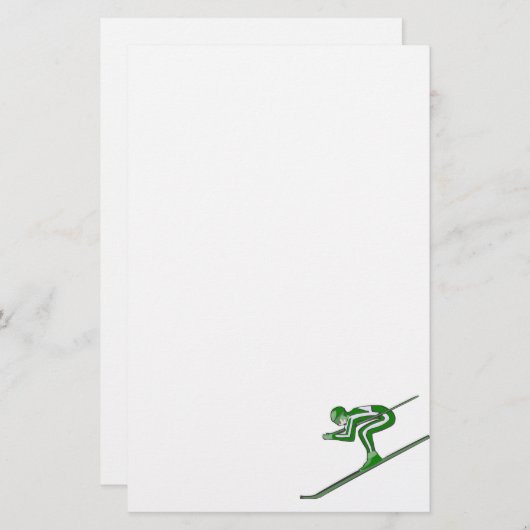 緑のスキーは絶食します 便箋 (正面/裏面)