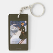 緑のスキーポスターの女性 キーホルダー (裏面)