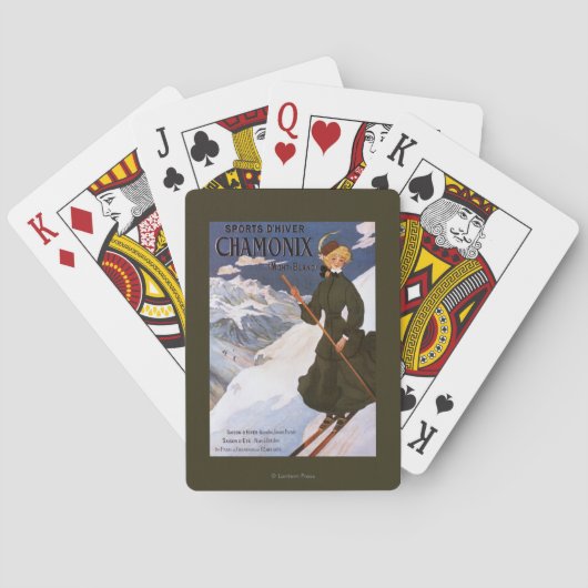 緑のスキーポスターの女性 トランプ (裏面)