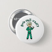 緑のスクラブの軽度女性外科医 缶バッジ (正面&裏面)