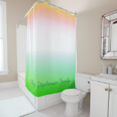 緑のスクリプトを使用した緑から白へのグラデーション シャワーカーテン (インサイチュ)