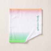 緑のスクリプトを使用した緑から白へのグラデーション バスタオルセット (ウォッシュタオル)