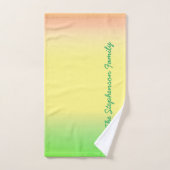 緑のスクリプトを使用した緑から黄色のグラデーションの最小値 バスタオルセット (ハンドタオル)
