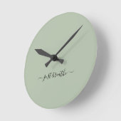 緑のスクリプトエレガントヨガを吸う ラウンド壁時計 (傾斜)