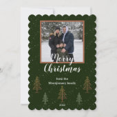 緑のスクリプトクリスマスフォトフラットカード (正面)