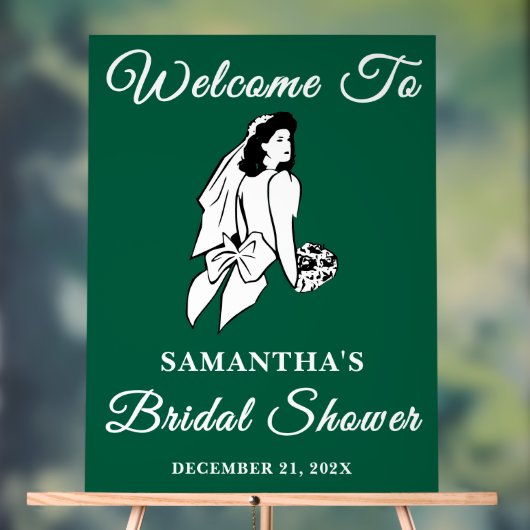 緑のスクリプトクリスマスブライダルシャワーへようこそ アクリルサイン (ニュートラル)