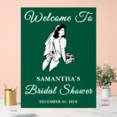 緑のスクリプトクリスマスブライダルシャワーへようこそ アクリルサイン (ウェディング)