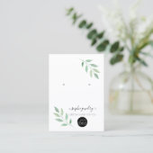 緑のスクリプトジュエリーロゴのイヤリングディスプレイ 名刺 (スタンド正面)