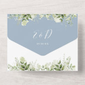 緑のスクリプトハートダスティブルー結婚ズ オールインワン招待状 (裏面)