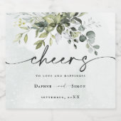 緑のスクリプトREESEワきらめくインラベル スパークリングワインラベル (シングルラベル)