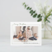 緑のスクリプモダントのミニマル写真クリスマス シーズンポストカード (スタンド正面)