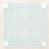 緑のスクロール作業パターンの使用 ガラスコースター (裏面)