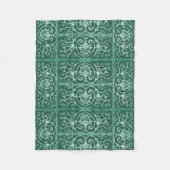 緑のスクロール作業パターンの使用 フリースブランケット (正面)