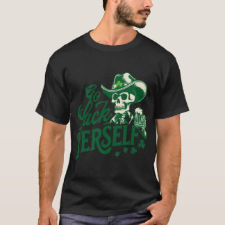 緑のスケルトンのカウボーイ ビールとお祭り Tシャツ