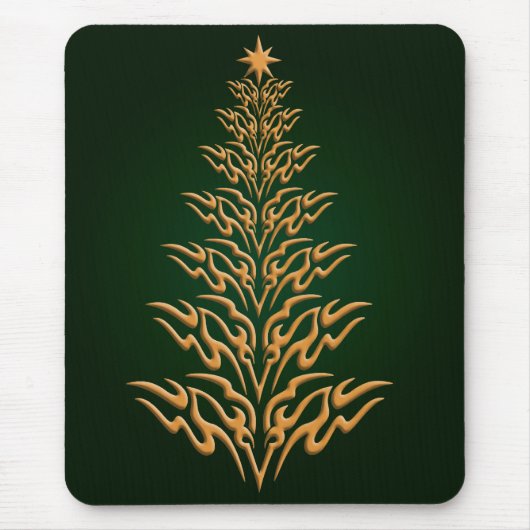 緑のスタイリッシュクリスマスツリーマウスパッド マウスパッド (正面)