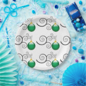 緑のスタイリッシュクリスマス装飾パターン ペーパープレート (パーティー)